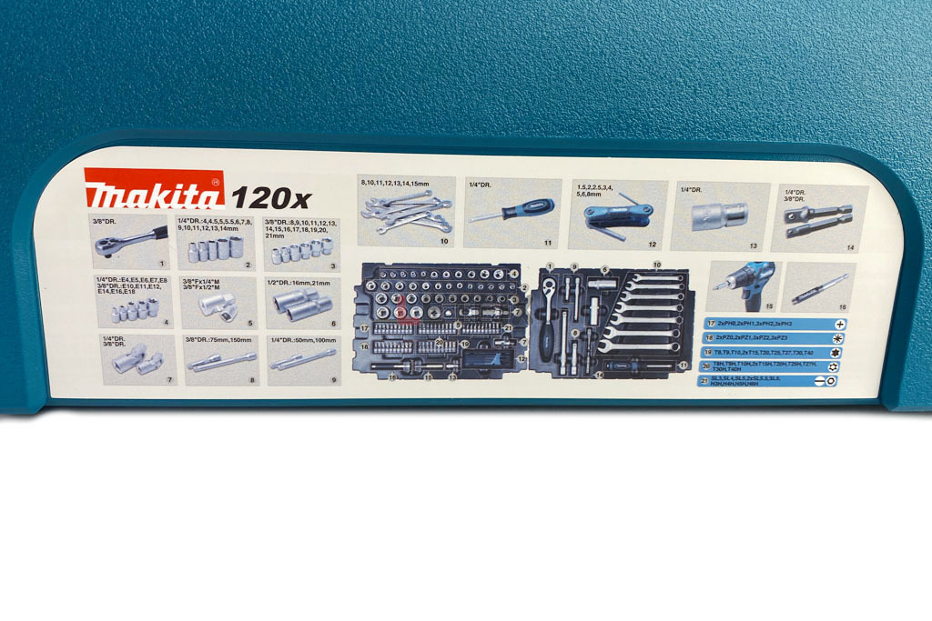 Набор ручного инструмента (120 предметов) Makita E-08713 в кейсе Makpac (чемодане)