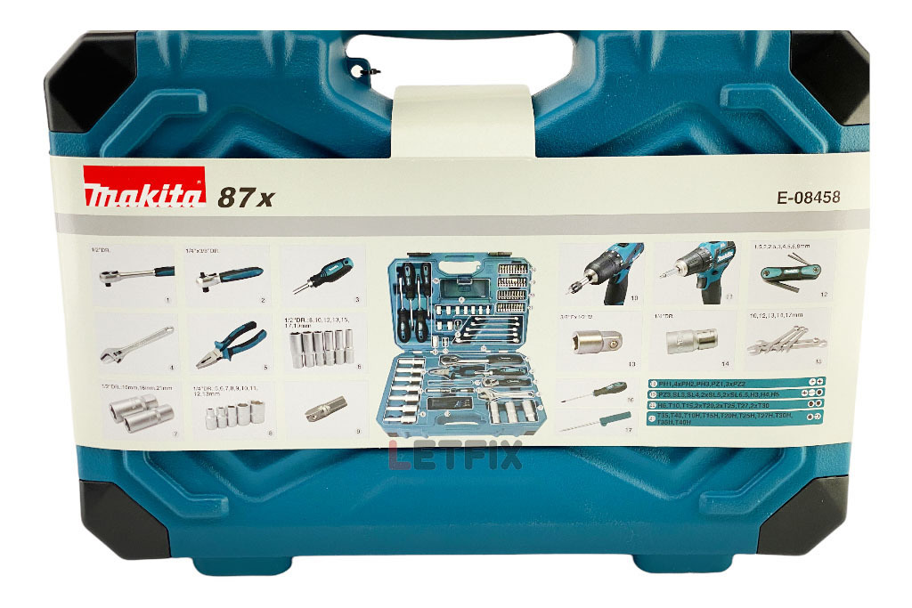 Набор ручного инструмента (87 предметов) Makita E-08458 в кейсе (чемодане)