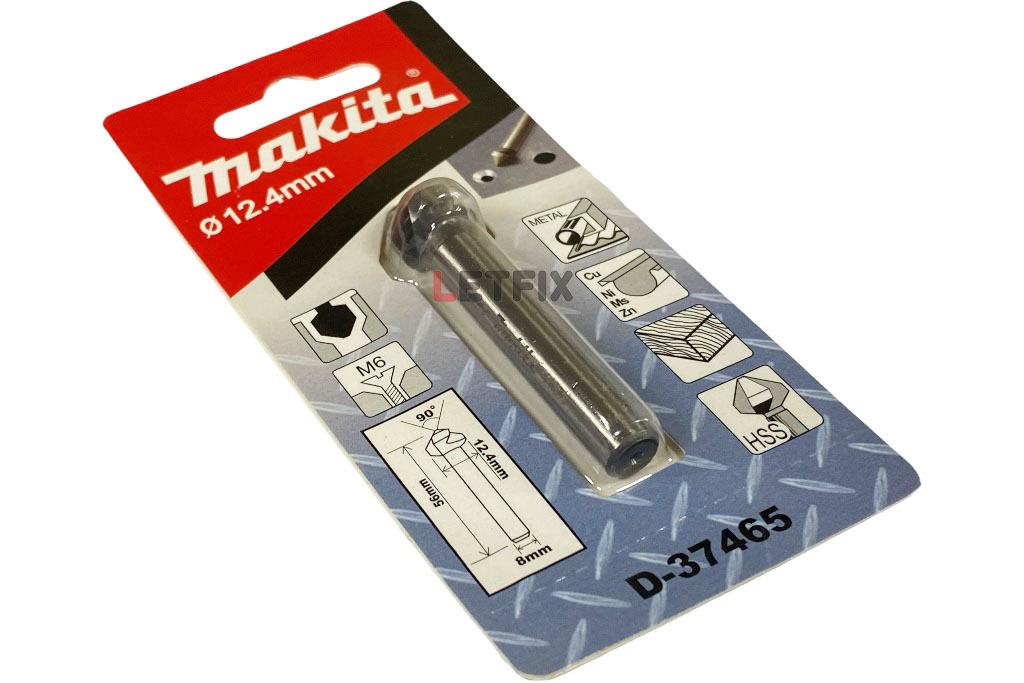 Зенковка Makita D-37465 12,4х56 мм предназначена для подготовки отверстий под потайные и полупотайные головки винтов М6