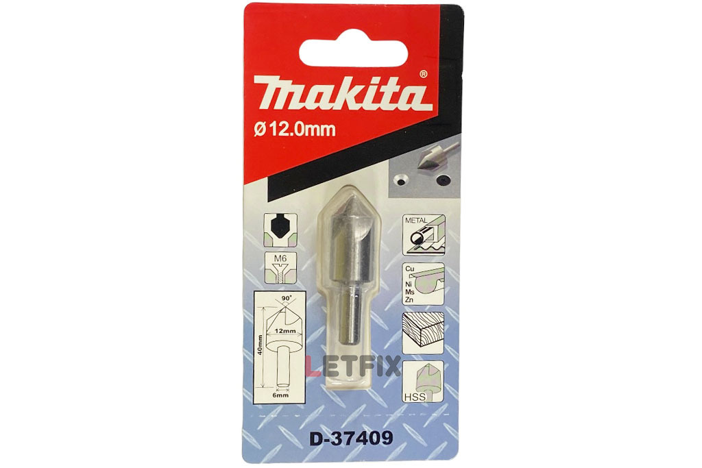 Зенковка Makita D-37409 12х40 мм с цилиндрическим хвостовиком 6 мм для винтов М6