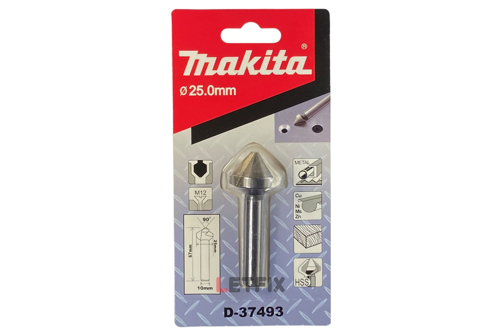 Зенковка Makita D-37493 25х67 мм с цилиндрическим хвостовиком 10 мм для винтов М12