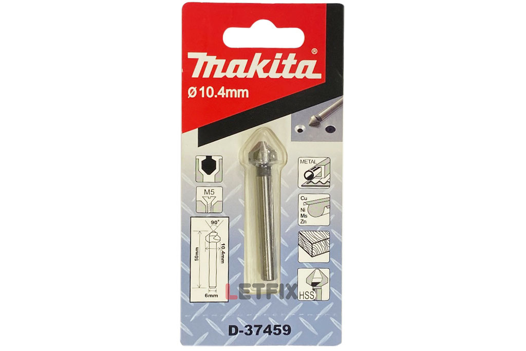 Зенковка Makita D-37459 10,4х50 мм с цилиндрическим хвостовиком 6 мм для винтов М5