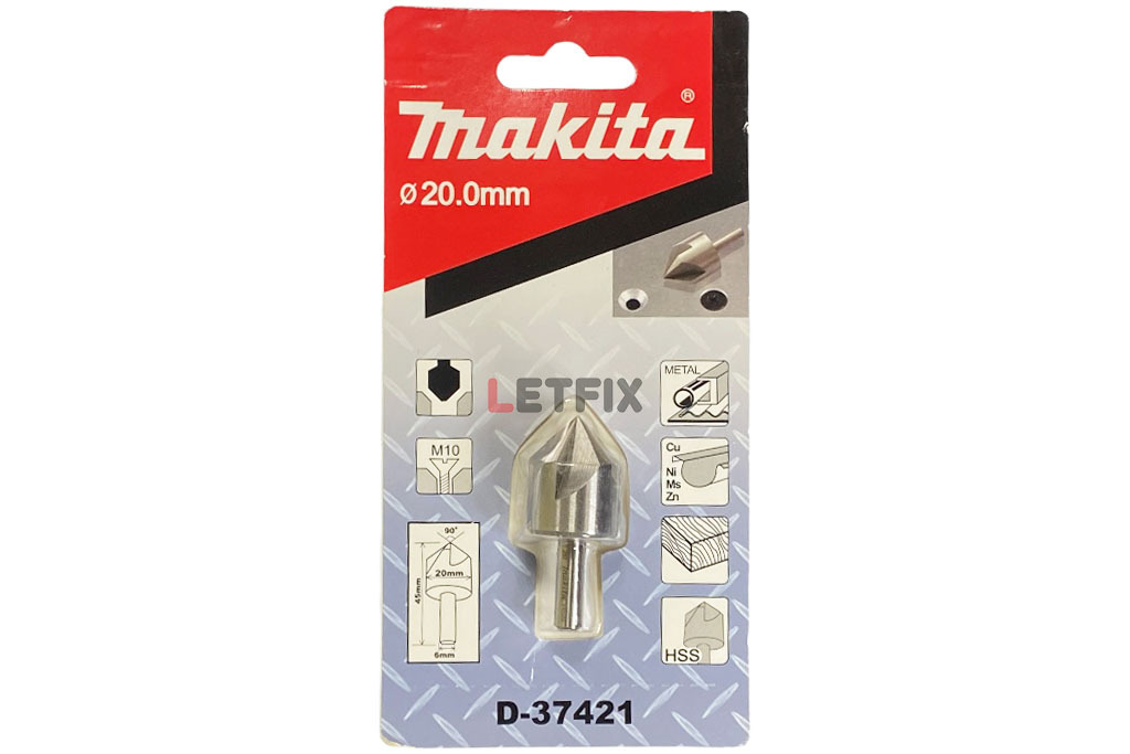 Зенковка Makita D-37421 20х45 мм с цилиндрическим хвостовиком 6 мм для винтов М10