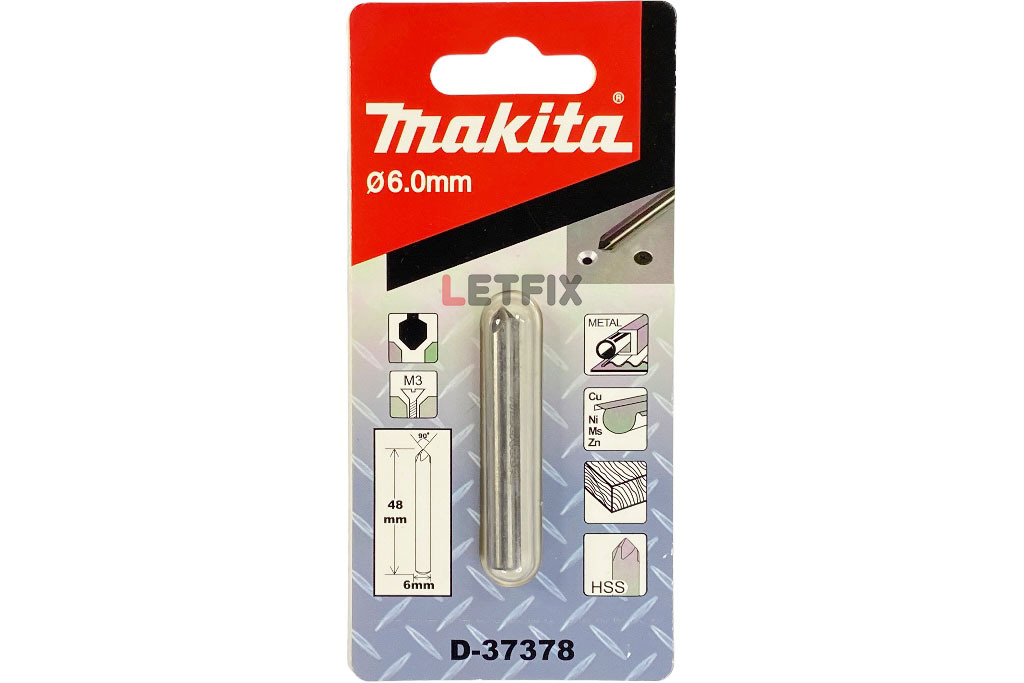 Зенковка Makita D-37378 6х48 мм с цилиндрическим хвостовиком 6 мм для винтов М3