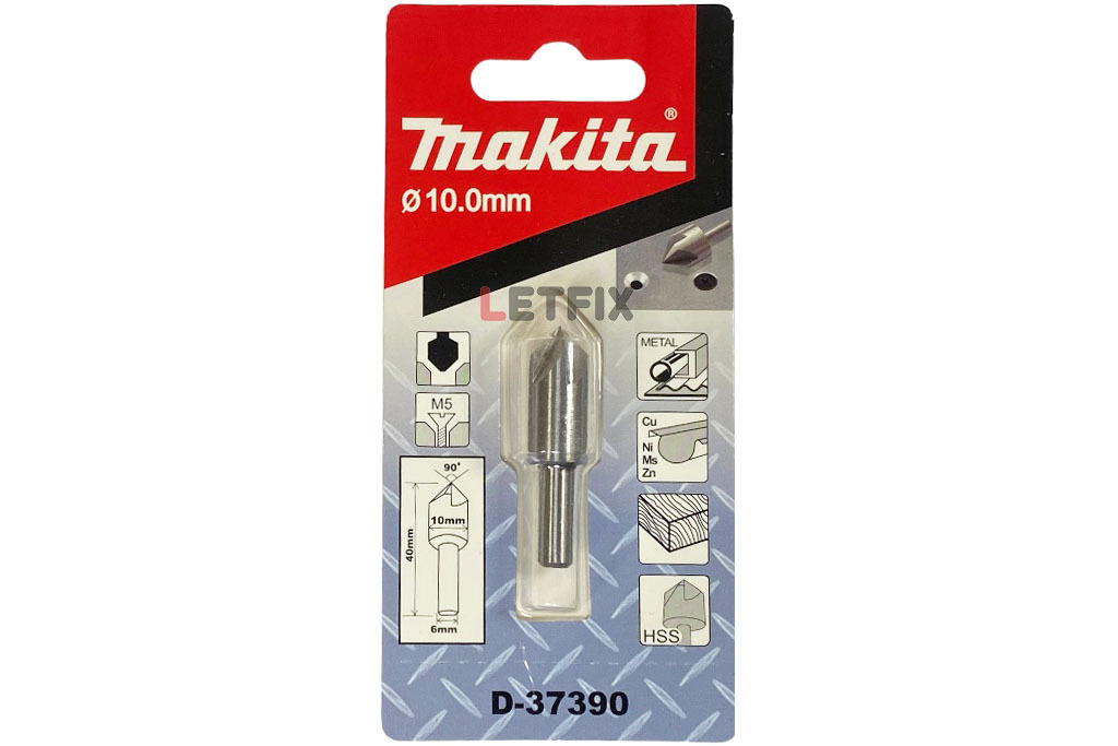 Зенковка Makita D-37390 10х40 мм с цилиндрическим хвостовиком 6 мм для винтов М5