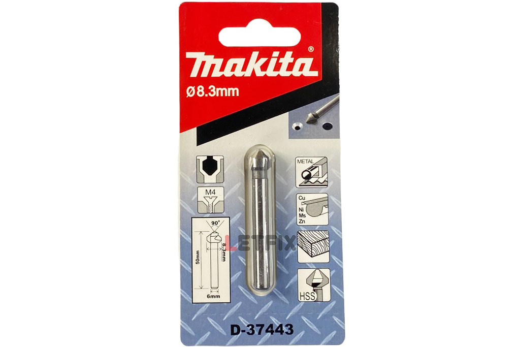 Зенковка Makita D-37443 8,3х50 мм с цилиндрическим хвостовиком 6 мм для винтов М4