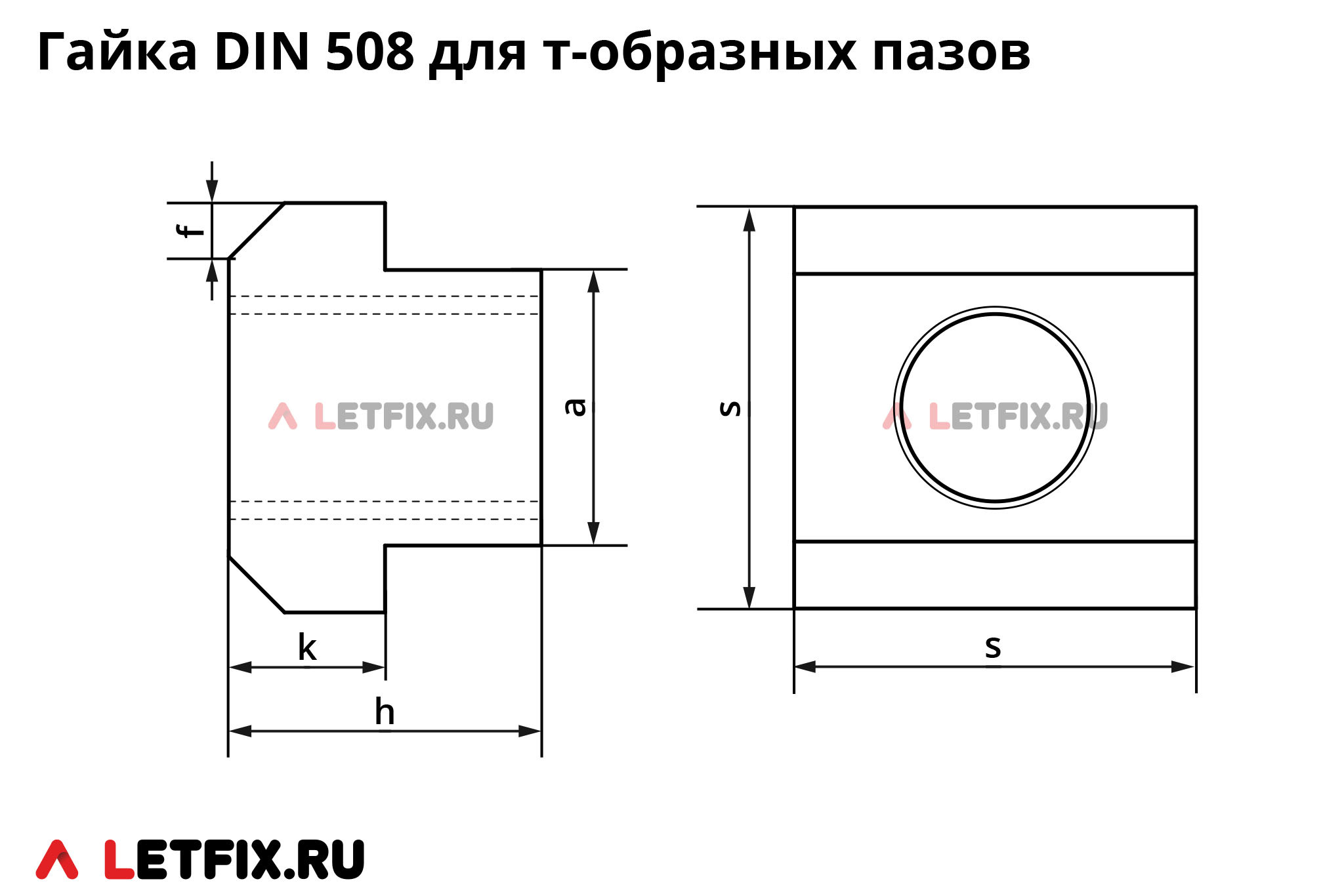 Размеры низкой т-образной гайки DIN 508 для станочных пазов. Гайка DIN 508 — размеры, характеристики. Размеры гаек-сухарей ДИН 508.