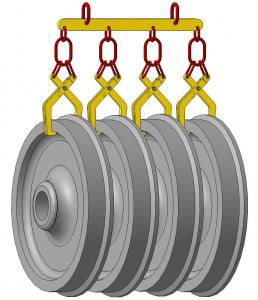 Захват для подъема четырех железнодорожных колес