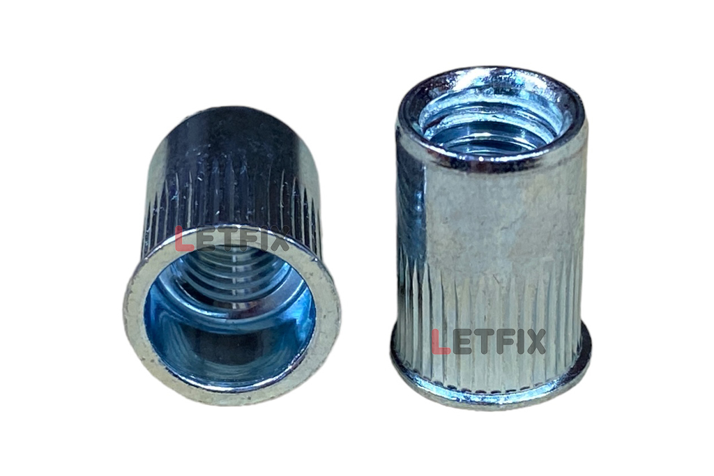 Заклепки резьбовые цилиндрические с насечкой (рифленые) с уменьшенным буртиком стальные